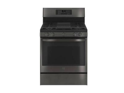 30" GE Profile 5.6 Cu. Ft. True Convection 5-Burner Freestanding Gas Air Fry Range In Black - PCGB935BPTS