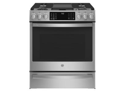 30" GE Profile 5.7 Cu. Ft. Dual Fuel Slide-in Range With Wifi In Stainless Steel - PC2S930YPFS