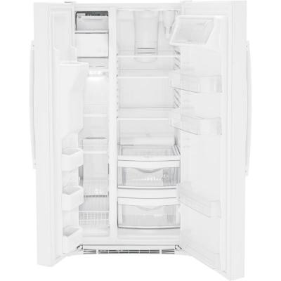 36" GE 23.2 Cu. Ft. Side-By-Side Refrigerator in White - GSS23GGPWW