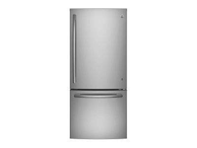 30" GE 20.9 Cu. Ft. Bottom Mount Refrigerator in Fingerprint Resistant Stainless Steel - GDE21EYKFS