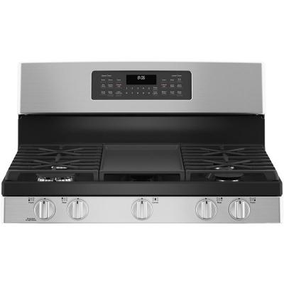 30" GE 6.8 Cu. Ft. Free-Standing Double Oven Convection Gas Range In Stainless Steel - JCGBS86SPSS