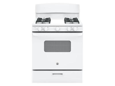 30" GE 4.8 Cu. Ft. Free Standing Standard Clean Gas Range In White - JCGBS10DEMWW