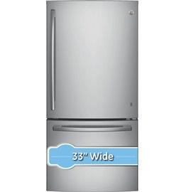 33" GE 24.9 Cu. Ft. Bottom-Freezer Refrigerator with Factory Installed Ice Maker - GDE25ESKSS