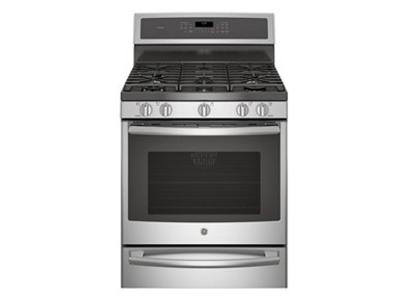 30" GE Profile 5.6 Cu. Ft. Free-Standing Dual Fuel Convection Self-Cleaning Range With Warming Drawer - PC2B940SEJSS