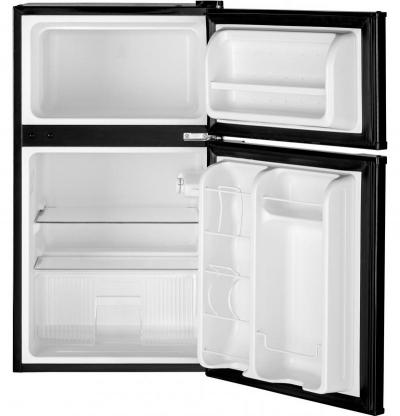 19" GE 3.10 Cu. Ft. Double-Door Compact Refrigerator - GDE03GGKBB