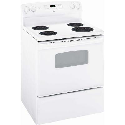 30" GE Electric Freestanding Range with Storage Drawer in White - JCBS250DMWW