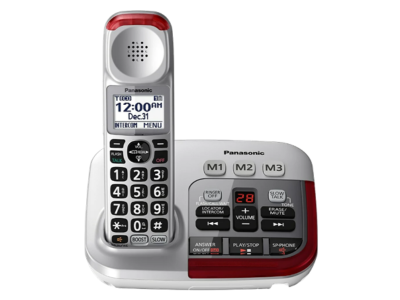 Panasonic Amplified Cordless Telephone with Digital Answering Machine in Silver - KXTGM490S