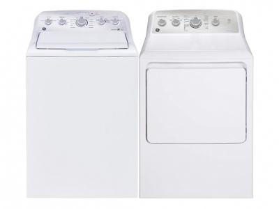 27" GE 4.9 Cu. Ft. Capacity Top Load Washer and 7.2 Cu. Ft. Top Load Electric Dryer - GTW490BMRWS-GTD45EBMRWS