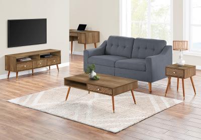 Monarch 48-inch TV Stand With Open and Closed Storage In Walnut Mid-Century with 3 Drawers - I 2835
