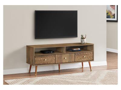 Monarch 48-inch TV Stand With Open and Closed Storage In Walnut Mid-Century with 3 Drawers - I 2835