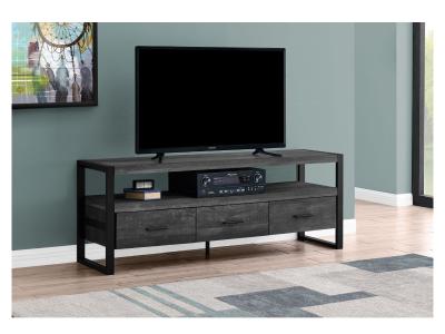 Monarch 60 Inch TV Stand with 3 Drawer In Black Reclaimed Wood Look - I 2823