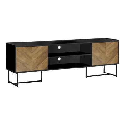 Monarch 72 Inch TV Stand in Black Metal with 2 Wood Look Doors - I 2752