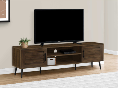 Monarch 72 Inch TV Stand in Brown Wood Look with 2 Doors - I 2717