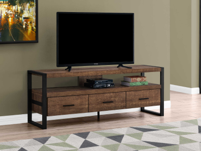 Monarch 60 Inch TV Stand with 3 Drawers in Brown Reclaimed Wood Look - I 2820