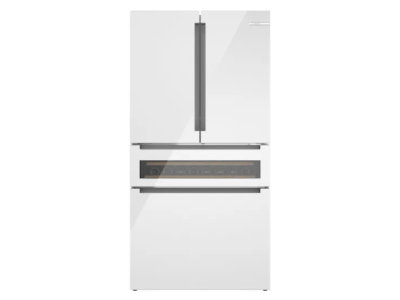 36" Bosch 800 Series French Door Bottom Mount Glass door Refrigerator in White - B36CL81ENW