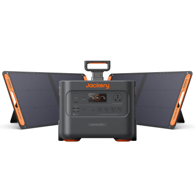 Jackery Explorer 3000 Pro Portable Power Station with Two SolarSaga 100W Solar Panels - E3000Pro + 100Wx2