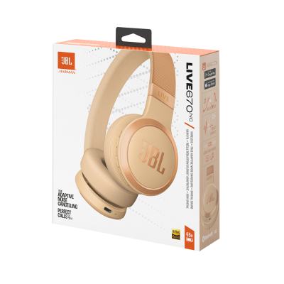 JBL Live 670NC Wireless True Adaptive Noise Cancelling On-Ear Headphones in Sandstone - JBLLIVE670NCSATAM