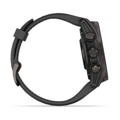 Garmin Fenix 8 Amoled 43 mm Sapphire Carbon Gray DLC Titanium Watch with Black/Pebble Gray Silicone Band - 010-02903-20