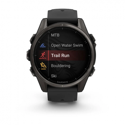 Garmin Fenix 8 Amoled 43 mm Sapphire Carbon Gray DLC Titanium Watch with Black/Pebble Gray Silicone Band - 010-02903-20