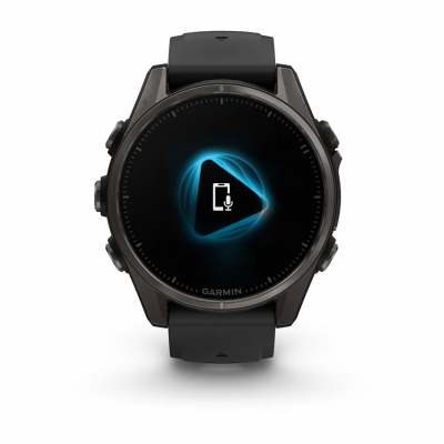 Garmin Fenix 8 Amoled 43 mm Sapphire Carbon Gray DLC Titanium Watch with Black/Pebble Gray Silicone Band - 010-02903-20