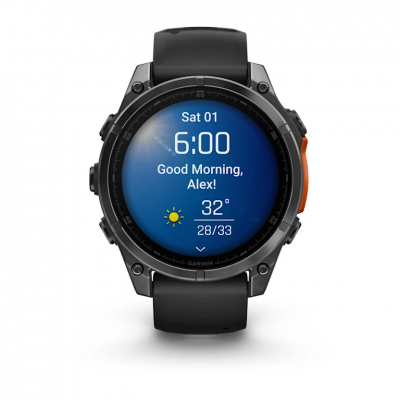 Garmin Fenix 8 Amoled 47 mm Slate Gray Smartwatch with Black Silicone Band - 010-02904-00