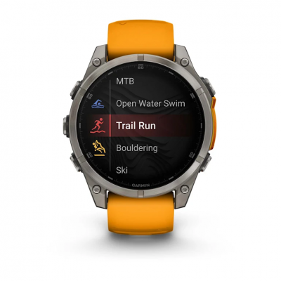 Garmin Fenix 8 Amoled 47 mm Sapphire Titanium Smartwatch with Spark Orange/Graphite Silicone Band - 010-02904-10