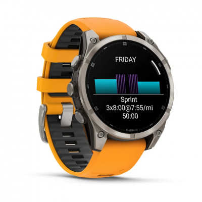 Garmin Fenix 8 Amoled 47 mm Sapphire Titanium Smartwatch with Spark Orange/Graphite Silicone Band - 010-02904-10