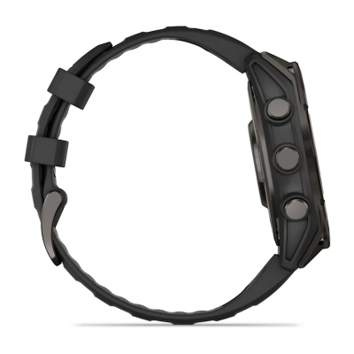 Garmin Fenix 8 Amoled 47 mm Sapphire Carbon Gray DLC Titanium Smartwatch with Black/Pebble Gray Silicone Band - 010-02904-20