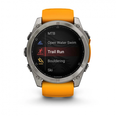 Garmin Fenix 8 Amoled 51 mm Sapphire Titanium Smartwatch with Spark Orange/Graphite Silicone Band - 010-02905-10