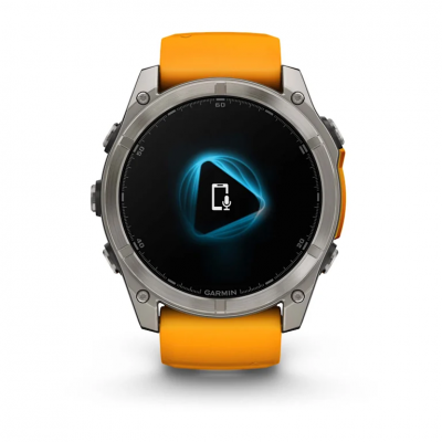 Garmin Fenix 8 Amoled 51 mm Sapphire Titanium Smartwatch with Spark Orange/Graphite Silicone Band - 010-02905-10