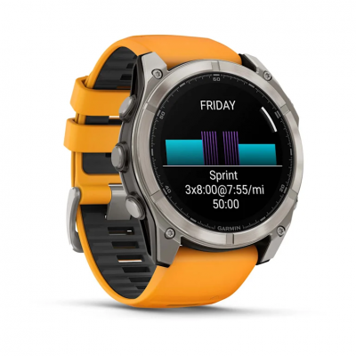 Garmin Fenix 8 Amoled 51 mm Sapphire Titanium Smartwatch with Spark Orange/Graphite Silicone Band - 010-02905-10