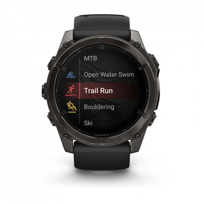 Garmin Fenix 8 Amoled 51 mm Sapphire Carbon Gray DLC Titanium Smartwatch with Black/Pebble Gray Silicone Band - 010-02905-20
