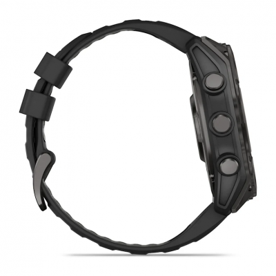 Garmin Fenix 8 Amoled 51 mm Sapphire Carbon Gray DLC Titanium Smartwatch with Black/Pebble Gray Silicone Band - 010-02905-20