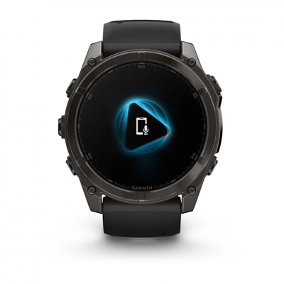 Garmin Fenix 8 Amoled 51 mm Sapphire Carbon Gray DLC Titanium Smartwatch with Black/Pebble Gray Silicone Band - 010-02905-20