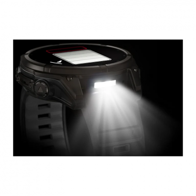Garmin Fenix 8 Solar 47 mm Sapphire Carbon Gray DLC Titanium Smartwatch with Black/Pebble Gray Silicone Band - 010-02906-10