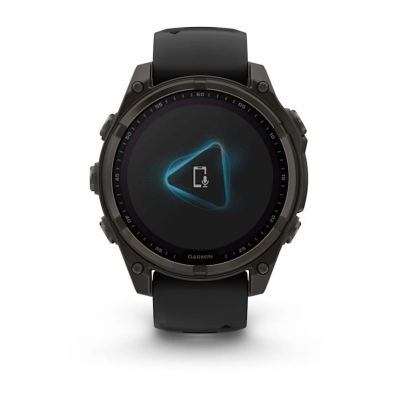 Garmin Fenix 8 Solar 47 mm Sapphire Carbon Gray DLC Titanium Smartwatch with Black/Pebble Gray Silicone Band - 010-02906-10