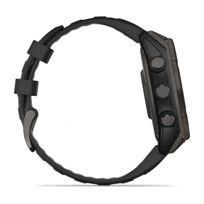 Garmin Fenix 8 Solar 47 mm Sapphire Carbon Gray DLC Titanium Smartwatch with Black/Pebble Gray Silicone Band - 010-02906-10