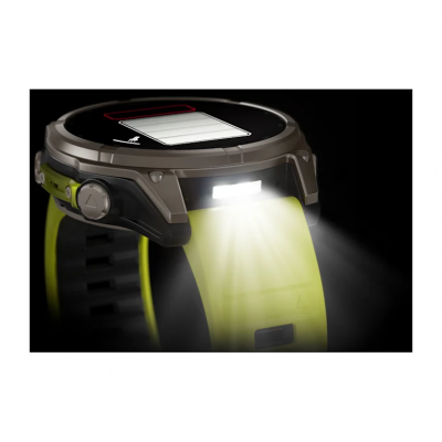 Garmin Fenix 8 Solar 47 mm Sapphire Titanium Smartwatch with Amp Yellow/Graphite Silicone Band - 010-02906-20