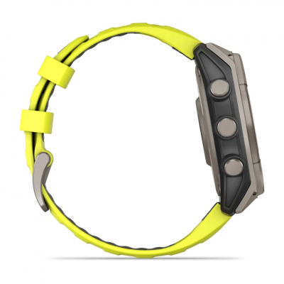 Garmin Fenix 8 Solar 47 mm Sapphire Titanium Smartwatch with Amp Yellow/Graphite Silicone Band - 010-02906-20