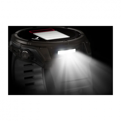 Garmin Fenix 8 Solar 51 mm Sapphire Carbon Gray DLC Titanium Smartwatch with Black/Pebble Gray Silicone Band - 010-02907-10