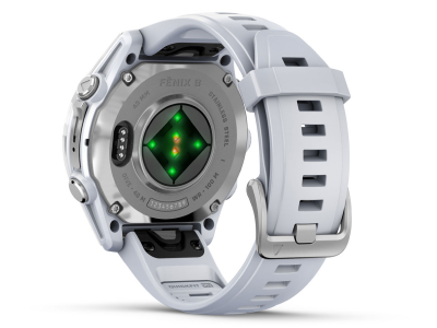 Garmin fenix 8 – 43mm AMOLED Silver Smartwatch with Whitestone Silicone Band - 010-02903-00