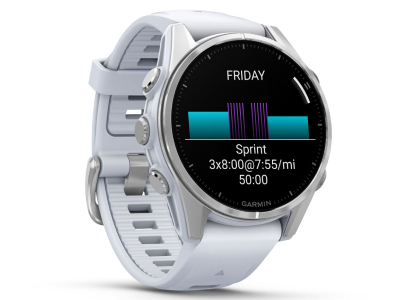 Garmin fenix 8 – 43mm AMOLED Silver Smartwatch with Whitestone Silicone Band - 010-02903-00
