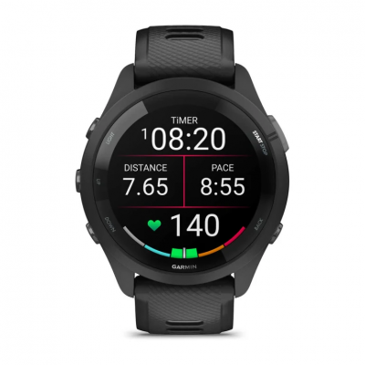 Garmin Forerunner 265 46mm Black Bezel and Case with Black/Powder Gray Silicone Band - 010-02810-00