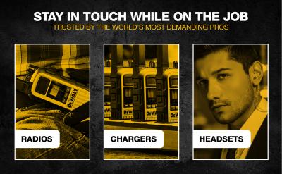 Dewalt Heavy Duty 6 x DXFRS800 Radios with 6 x Port Charger and 6 Surveillance Headphones - DXFRS800BCH6-SV1