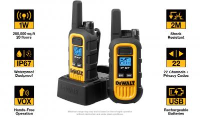 Dewalt Heavy Duty 6 x DXFRS800 Radios with 6 x Port Charger and 6 Surveillance Headphones - DXFRS800BCH6-SV1