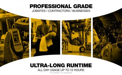 Dewalt Heavy Duty 6 x DXFRS800 Radios with 6 x Port Charger and 6 Surveillance Headphones - DXFRS800BCH6-SV1