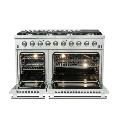 48" Forno Galiano Gas Range 8 Burners Griddle 6.58 cu.ft. Double Ovens - FFSGS6244-48BLK