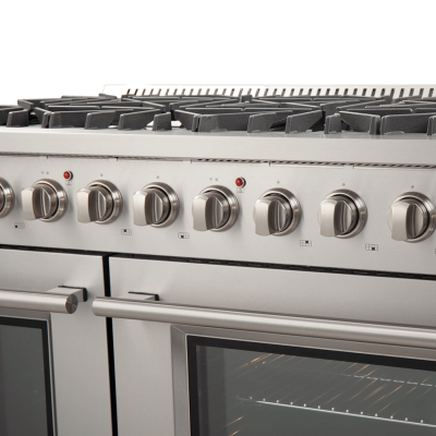 48" Forno Galiano Gas Range 8 Burners Griddle 6.58 cu.ft. Double Ovens - FFSGS6244-48BLK