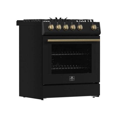 30" Forno Leonardo Espresso Gas Range 5 cu.ft. Convection Oven - FFSGS1116-30BLK