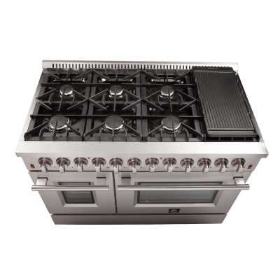 48" Forno Galiano Dual Fuel 6.58 cu.ft. 8 Burners Double Ovens Range - FFSGS6156-48